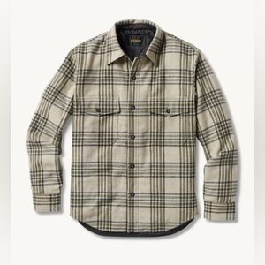 Buck Mason Medium Wool CPO Jacket in Khaki/Olive Plaid